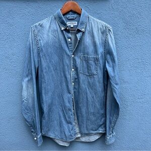 Express Blue Casual Button Down Shirt Denim